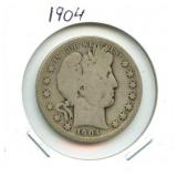 1904 Barber Silver Half Dollar