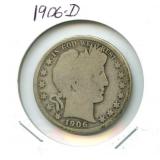 1906-D Barber Silver Half Dollar