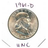 1961-D Franklin Uncirculated Silver Half Dollar