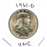 1961-D Franklin Uncirculated Silver Half Dollar