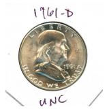 1961-D Franklin Uncirculated Silver Half Dollar