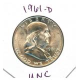 1961-D Franklin Uncirculated Silver Half Dollar