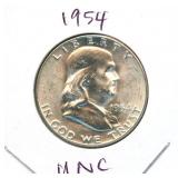 1954 Franklin Uncirculated Silver Half Dollar
