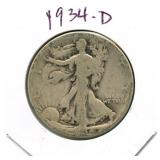 1934-D Walking Liberty Silver Half Dollar
