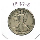 1937-S Walking Liberty Silver Half Dollar