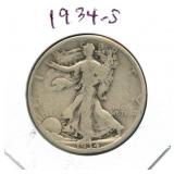1934-S Walking Liberty Silver Half Dollar