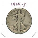 1934-S Walking Liberty Silver Half Dollar