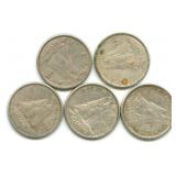 (5) Canadian Silver Dimes