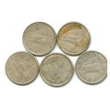 (5) Canadian Silver Dimes