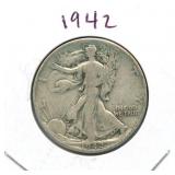 1942 Walking Liberty Silver Half Dollar