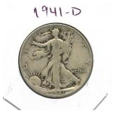 1941-D Walking Liberty Silver Half Dollar
