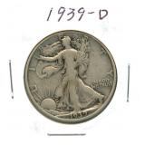 1939-D Walking Liberty Silver Half Dollar
