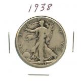 1938 Walking Liberty Silver Half Dollar