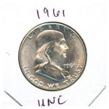 1961 Franklin Uncirculated Silver Half Dollar