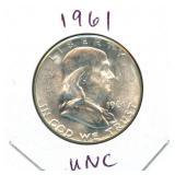 1961 Franklin Uncirculated Silver Half Dollar