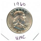 1960 Franklin Uncirculated Silver Half Dollar