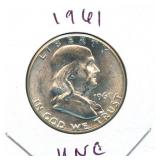 1961 Franklin Uncirculated Silver Half Dollar
