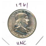 1961 Franklin Uncirculated Silver Half Dollar