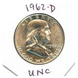 1962-D Franklin Uncirculated Silver Half Dollar