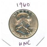 1960 Franklin Uncirculated Silver Half Dollar