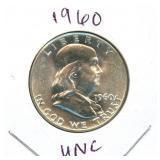 1960 Franklin Uncirculated Silver Half Dollar