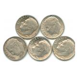 (5) Roosevelt Silver Dimes