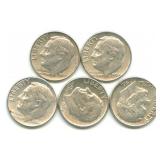 (5) Roosevelt Silver Dimes