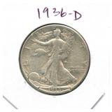 1936-D Walking Liberty Silver Half Dollar