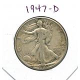 1947-D Walking Liberty Silver Half Dollar