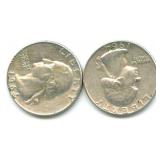 (2) 1964-D Washington Silver Quarters
