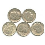 (5) Roosevelt Silver Dimes