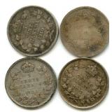 (4) Canadian Silver 5 Cents
