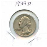 1939-D Washington Silver Quarter