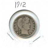 1912 Barber Silver Quarter