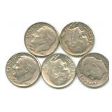 (5) Roosevelt Silver Dimes