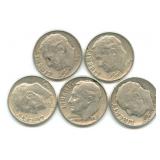 (5) Roosevelt Silver Dimes