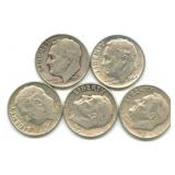 (5) Roosevelt Silver Dimes