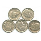 (5) Roosevelt Silver Dimes
