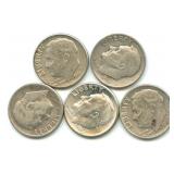 (5) Roosevelt Silver Dimes