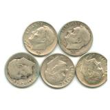(5) Roosevelt Silver Dimes