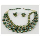 Vintage Beaded Necklace & Clip-On Earrings