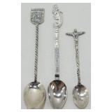 3 Ornate Sterling Silver Souvenir Spoons - 18.06