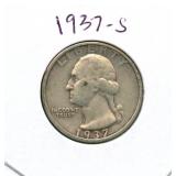 1937-S Washington Silver Quarter