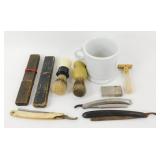 * Razors, Shaving Mug and Brushes