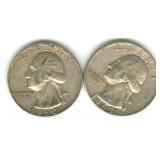 Pair of Washington Silver Quarters: 1960-D &