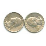 Pair of 1964-D Washington Silver Quarters