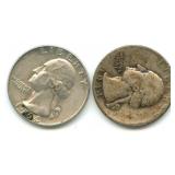 Pair of Washington Silver Quarters: 1944 & 1964-D