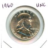 1960 Franklin Uncirculated Silver Half Dollar