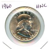 1960 Franklin Uncirculated Silver Half Dollar