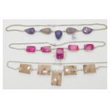 Group of 3 Sterling Silver Gemstone Necklaces